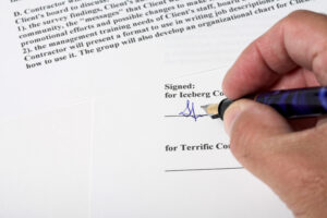 Signed contract illustrating California Statute of Frauds requirements for written real estate agreements.
